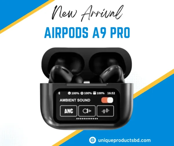 Airpods A9 Pro ANC Touch Screen Display Earbuds - Black