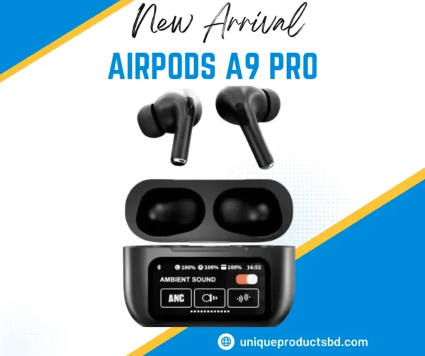 Airpods A9 Pro ANC Touch Screen Display Earbuds - Black - Image 2